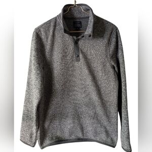 J. Crew Men's Quarter Snap Up Fleece Sweater - Charcoal Gray